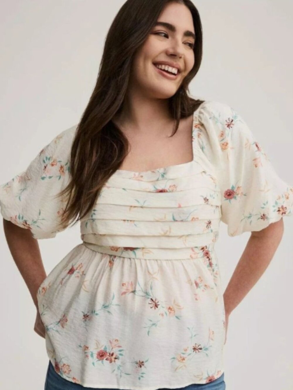 Torrid Floral Ruched Puff Sleeve Top Plus Size Romantic Cottagecore Fairycore 4X
